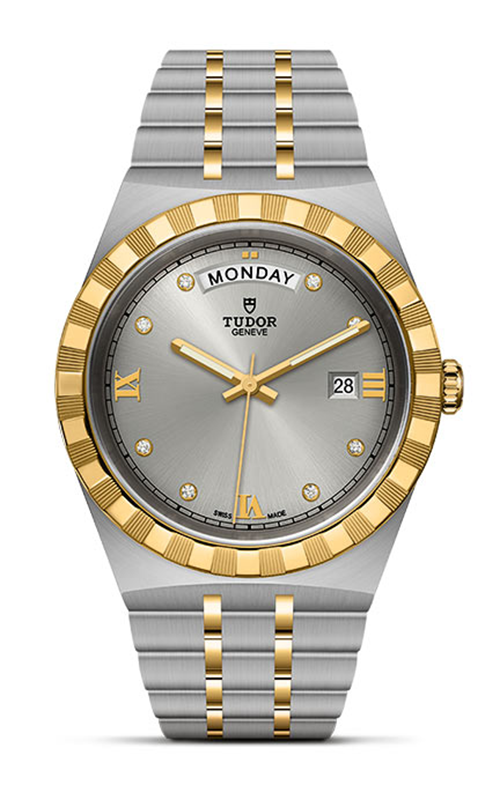  Shop Authentic Tudor Royal Diamonds Automatic Grey Dial Two Tone Steel Strap Watch for Men - M28603-0002 - Luxxuri