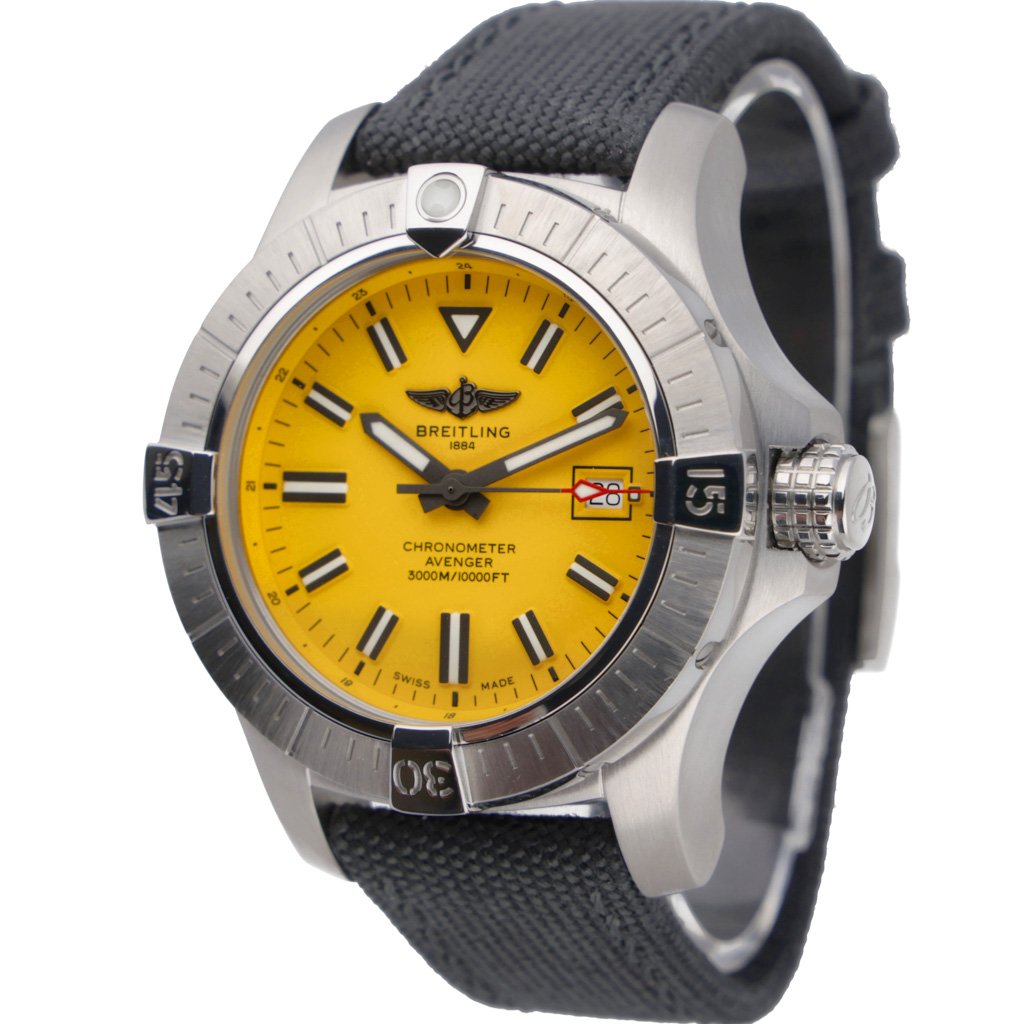  Shop Authentic Breitling Avenger Automatic 45 Seawolf Yellow Dial Black Nylon Strap Watch for Men - A17319101I1X1 - Luxxuri