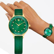  Shop Authentic Swarovski Octea Nova Crystals Green Dial Green Leather Strap Watch for Women - 5650005 - Luxxuri