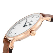  Shop Authentic Daniel Wellington Dapper Durham White Dial Brown Leather Strap Watch For Women - DW00100113 - Luxxuri