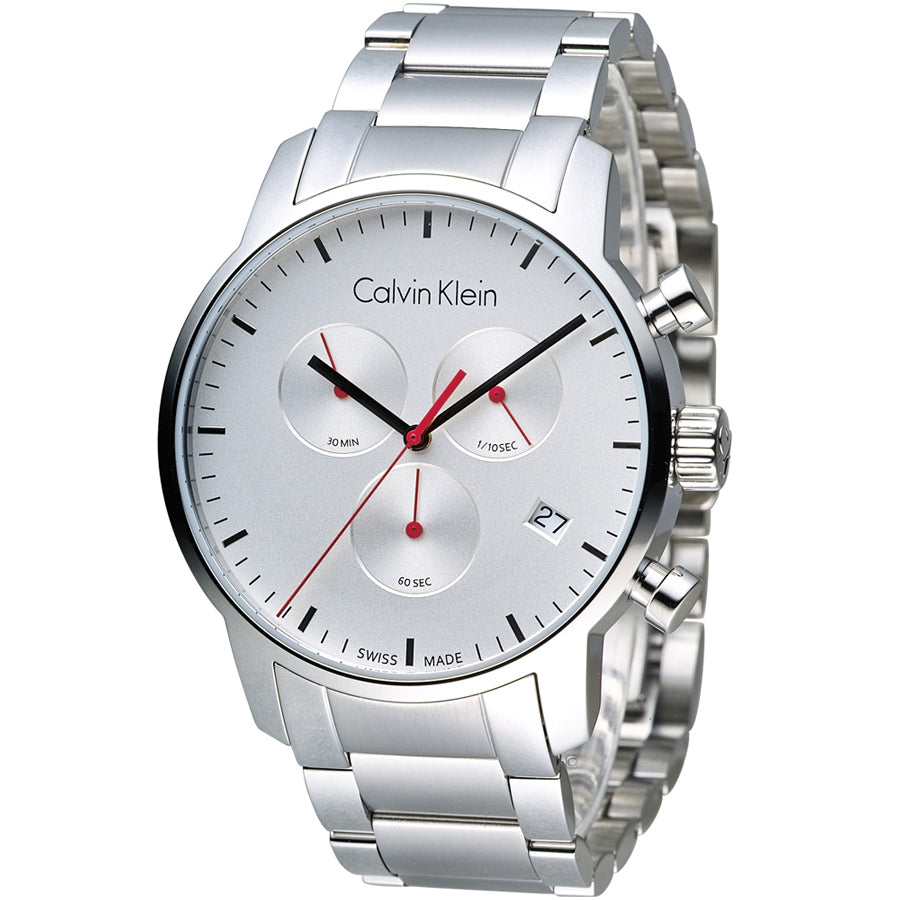  Shop Authentic Calvin Klein City Chronograph White Dial Silver Steel Strap Watch for Men - K2G271Z6 - Luxxuri