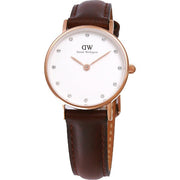  Shop Authentic Daniel Wellington Classy Bristol White Dial Brown Leather Strap Watch For Women - DW00100062 - Luxxuri