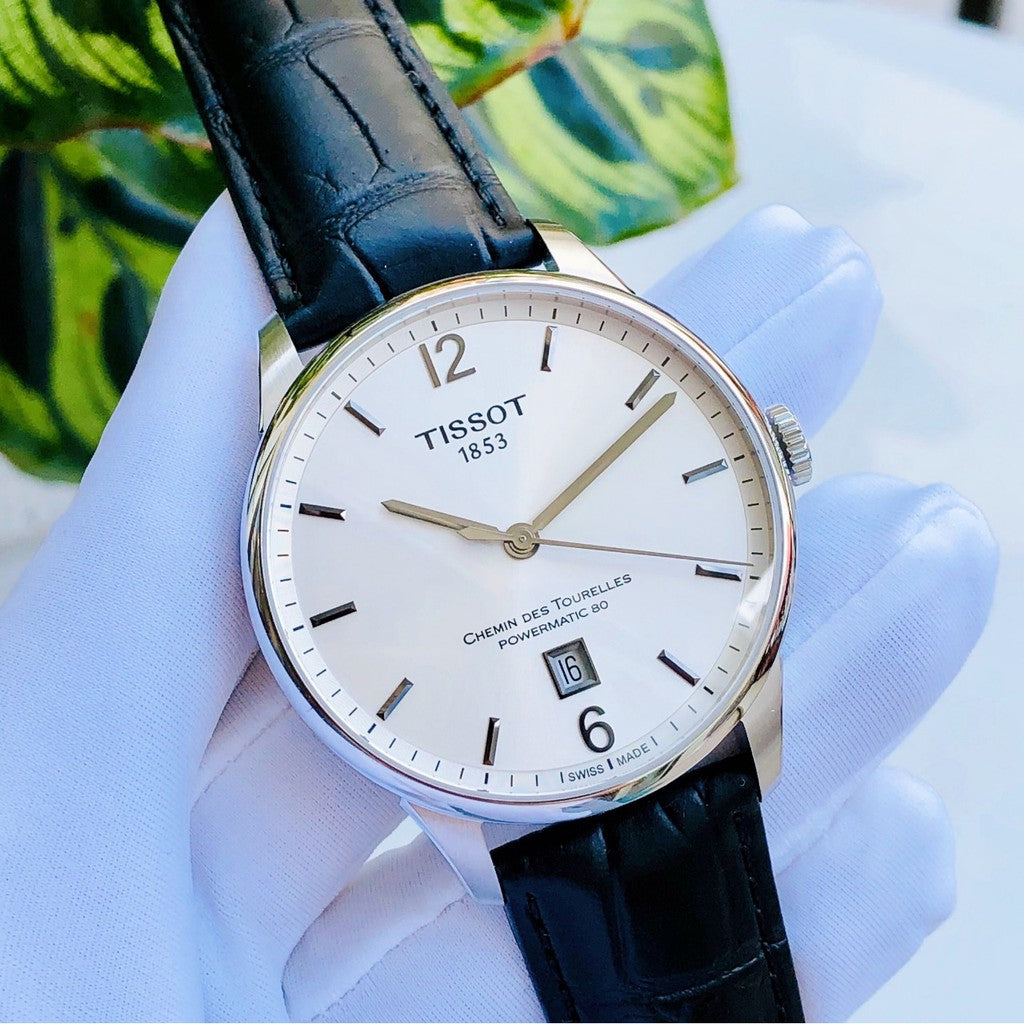  Shop Authentic Tissot Chemin Des Tourelles Powermatic 80 Silver Dial Black Leather Strap Watch For Men - T099.407.16.037.00 - Luxxuri