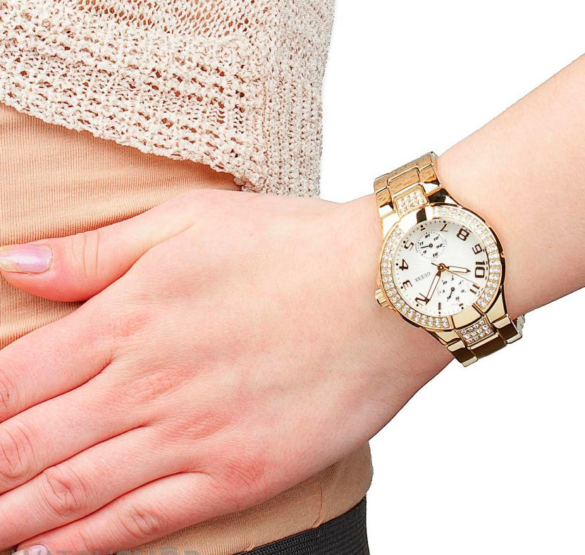  Shop Authentic Guess Mini Prism Diamonds White Dial Gold Steel Strap Watch for Women - W15072L1 - Luxxuri