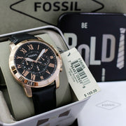  Shop Authentic Fossil Grant Chronograph Grey Dial Black Leather Strap Watch for Men - FS5085 - Luxxuri