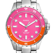  Shop Authentic Fossil Blue Dive Analog Pink Dial Silver Steel Strap Watch For Women - ES5351 - Luxxuri