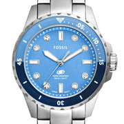  Shop Authentic Fossil Blue Dive Three Hand Blue Dial Silver Steel Strap Watch For Women - ES5353 - Luxxuri