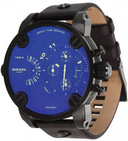  Shop Authentic Diesel Little Daddy Blue Dial Black Leather Strap Watch For Men - DZ7257 - Luxxuri