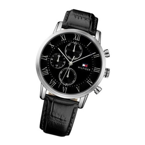  Shop Authentic Tommy Hilfiger Kane Quartz Black Dial Black Leather Strap Watch for Men - 1791401 - Luxxuri