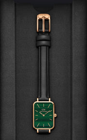  Shop Authentic Daniel Wellington Quadro Pressed Sheffield Green Dial Black Leather Strap Watch For Women - DW00100439 - Luxxuri