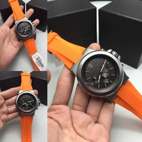  Shop Authentic Michael Kors Dylan Chronograph Grey Dial Orange Rubber Strap Watch for Men - MK8296 - Luxxuri