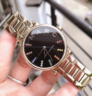  Shop Authentic Marc Jacobs Roxy Black Dial Rose Gold Steel Strap Watch for Women - MJ3569 - Luxxuri