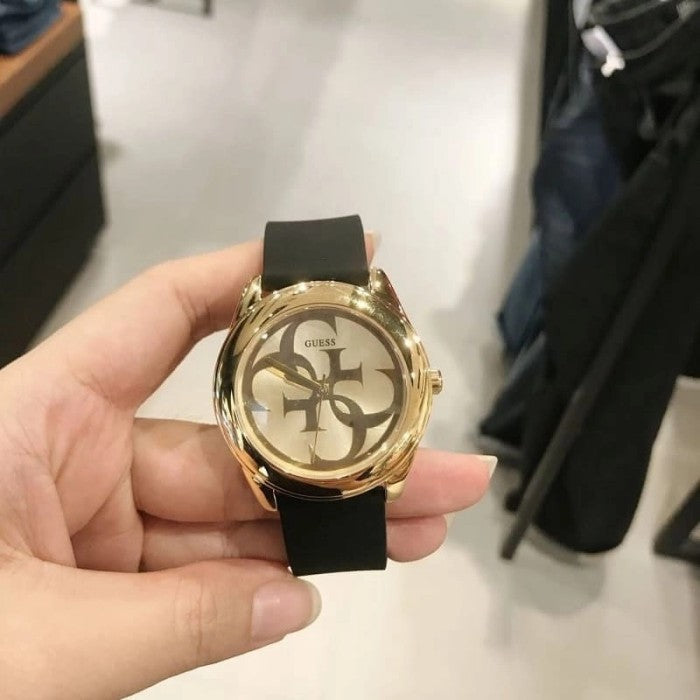  Shop Authentic Guess G Twist Gold Dial Black Leather Strap Watch for Women - W0911L3 - Luxxuri