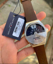  Shop Authentic Tommy Hilfiger Monogram Pop Quartz Silver Dial Brown Leather Strap Watch For Men - 1791772 - Luxxuri