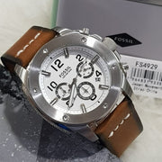  Shop Authentic Fossil Modern Machine White Dial Brown Leather Strap Watch for Men - FS4929 - Luxxuri