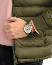  Shop Authentic Emporio Armani Renato Chronograph Silver Dial Green Leather Strap Watch For Men - AR11233 - Luxxuri
