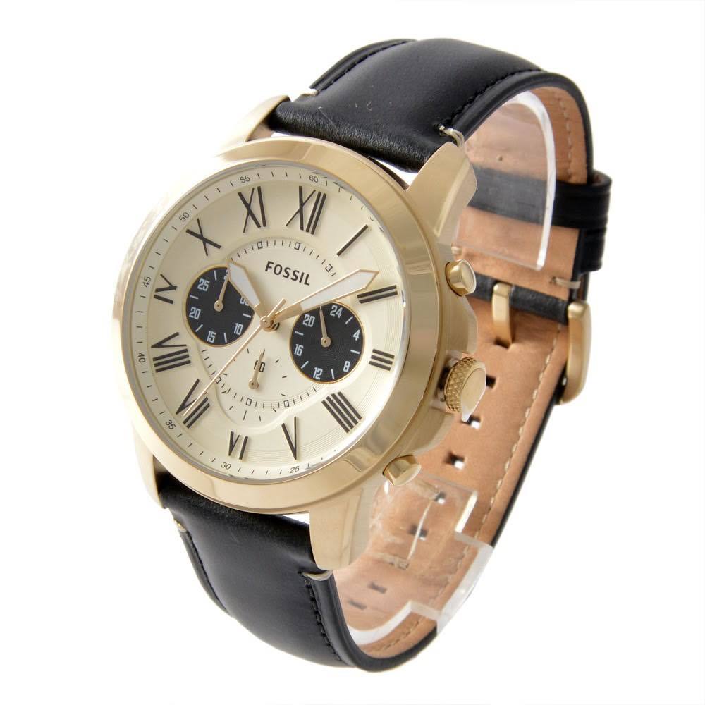  Shop Authentic Fossil Grant Chronograph White Dial Black Leather Strap Watch for Men - FS5272 - Luxxuri