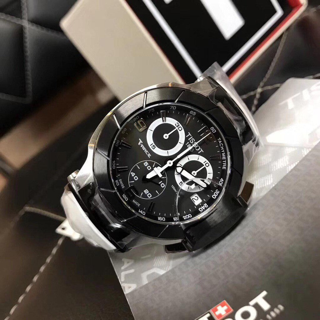  Shop Authentic Tissot T Race Chronograph Black Dial White Rubber Strap Watch for Men - T048.417.27.057.05 - Luxxuri