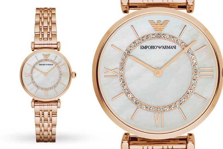  Shop Authentic Emporio Armani Gianni T Bar Mother of Pearl Rose Gold Stainless Steel Strap Watch For Women - AR1909 - Luxxuri
