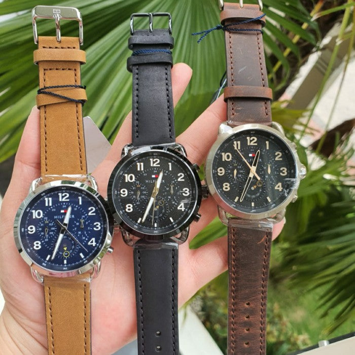  Shop Authentic Tommy Hilfiger Briggs Black Dial Black Leather Strap Watch for Men - 1791426 - Luxxuri