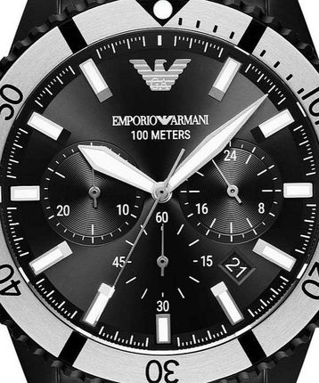 Shop Authentic Emporio Armani Diver Chronograph Black Dial Black Steel Strap Watch For Men - AR80050 - Luxxuri