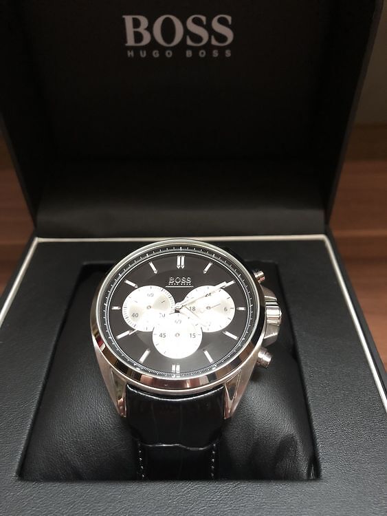  Shop Authentic Hugo Boss Driver Black Dial Black Leather Strap Watch for Men - 1512879 - Luxxuri
