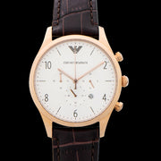  Shop Authentic Emporio Armani Beta Chronograph White Dial Brown Leather Strap Watch For Men - AR1916 - Luxxuri