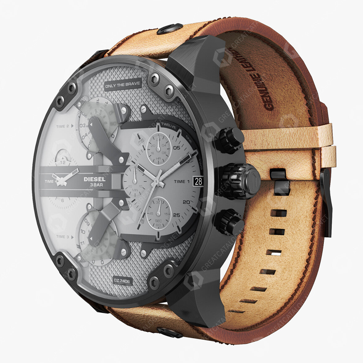  Shop Authentic Diesel Mr. Daddy 2.0 Chronograph Grey Dial Brown Leather Strap Watch For Men - DZ7406 - Luxxuri