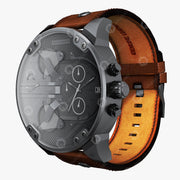  Shop Authentic Diesel Mr Daddy Quartz Grey Dial Brown Leather Strap Watch For Men - DZ7413 - Luxxuri