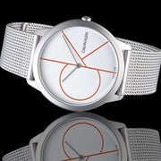  Shop Authentic Calvin Klein Minimal White Dial Silver Mesh Bracelet Watch for Men - K3M51152 - Luxxuri