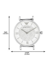  Shop Authentic Emporio Armani Gianni T Bar White Crystal Pave Dial Silver Stainless Steel Strap Watch For Women - AR1925 - Luxxuri