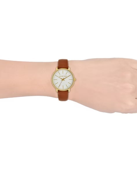  Shop Authentic Michael Kors Pyper Quartz Silver Dial Brown Leather Watch For Women - MK2740 - Luxxuri