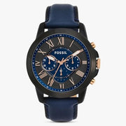  Shop Authentic Fossil Grant Chronograph Black Dial Blue Leather Strap Watch for Men - FS5061 - Luxxuri