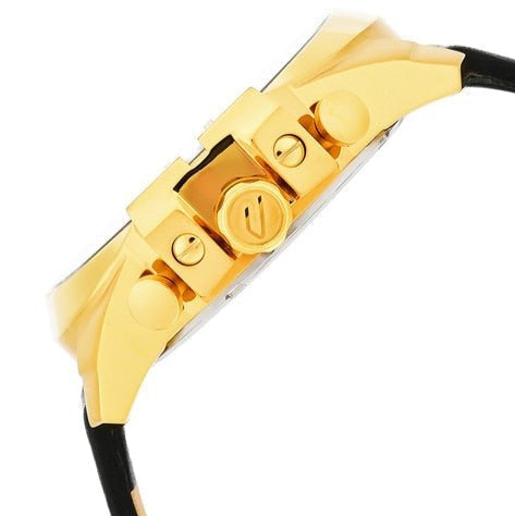  Shop Authentic Diesel Mega Chief Gold & Black Dial Black Leather Strap Watch For Men - DZ4344 - Luxxuri