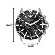  Shop Authentic Emporio Armani Diver Chronograph Quartz Black Dial Silver Steel Strap Watch For Men - AR11360 - Luxxuri