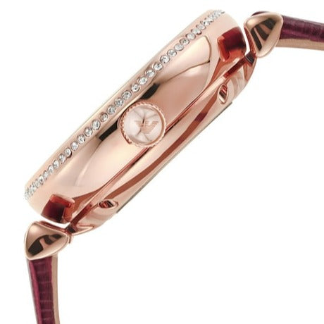  Shop Authentic Emporio Armani Meccanico Automatic Silver Dial Burgundy Leather Strap Watch For Women - AR60044 - Luxxuri