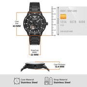  Shop Authentic Emporio Armani Meccanico Automatic Black Dial Black Steel Strap Watch For Men - AR60054 - Luxxuri