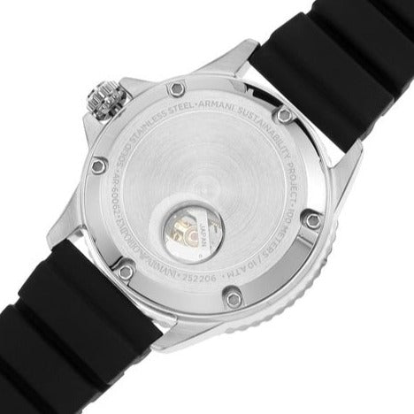  Shop Authentic Emporio Armani Meccanico Automatic Black Dial Black Silicone Strap Watch For Men - AR60062 - Luxxuri