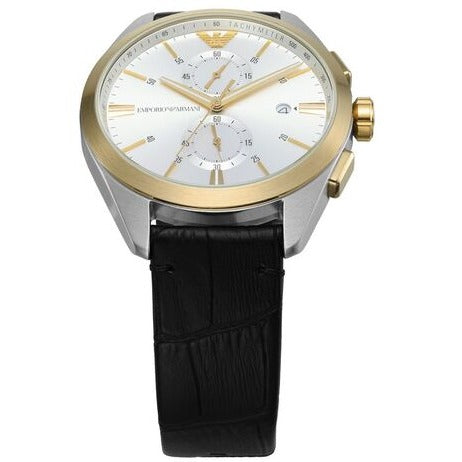  Shop Authentic Emporio Armani Claudio Chronograph Silver Dial Black Leather Strap Watch For Men - AR11498 - Luxxuri