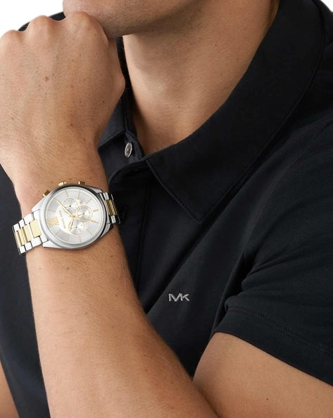  Shop Authentic Michael Kors Janelle Chronograph Silver Dial Two Tone Steel Strap Watch For Men - MK8994 - Luxxuri