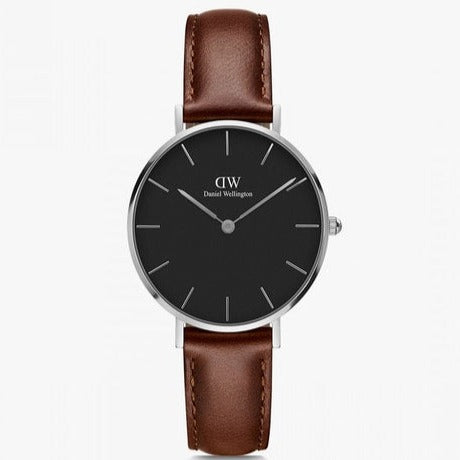  Shop Authentic Daniel Wellington Classic Petite St Mawes Black Dial Brown Leather Strap Watch For Women - DW00100181 - Luxxuri