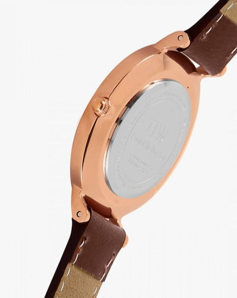  Shop Authentic Daniel Wellington Classic Petite St Mawes Black Dial Brown Leather Strap Watch For Women - DW00100225 - Luxxuri