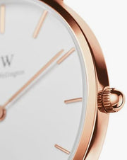  Shop Authentic Daniel Wellington Classic Petite Dover White Dial White Nylon Strap Watch For Women - DW00100311 - Luxxuri