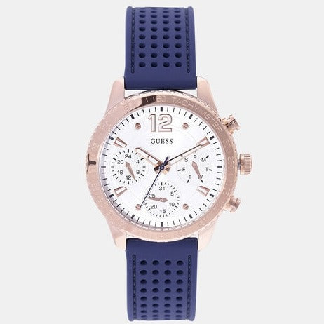  Shop Authentic Guess Marina Multifunction White Dial Blue Rubber Strap Watch for Women - W1025L4 - Luxxuri