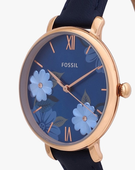  Shop Authentic Fossil Jacqueline Blue Dial Blue Leather Strap Watch for Women - ES4673 - Luxxuri