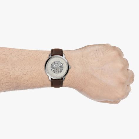  Shop Authentic Fossil Neutra Automatic Skeleton White Dial Brown Leather Strap Watch for Men - ME3184 - Luxxuri