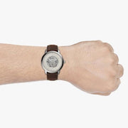  Shop Authentic Fossil Neutra Automatic Skeleton White Dial Brown Leather Strap Watch for Men - ME3184 - Luxxuri