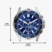  Shop Authentic Fossil Garrett Chronograph Blue Dial Silver Steel Strap Watch for Men - FS5623 - Luxxuri