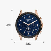  Shop Authentic Fossil Forrester Chronograph Blue Dial Blue Leather Strap Watch for Men - FS5814 - Luxxuri