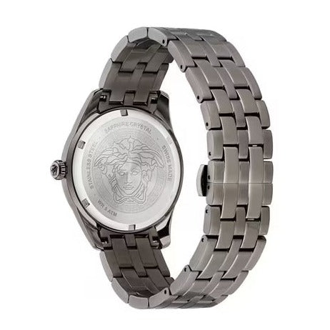  Shop Authentic Versace Greca Time Quartz Black Dial Grey Steel Strap Watch for Men  - VE3K00622 - Luxxuri